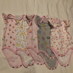 Set of 5 Rosie Pope flutter sleeve onesies, 3-6mo